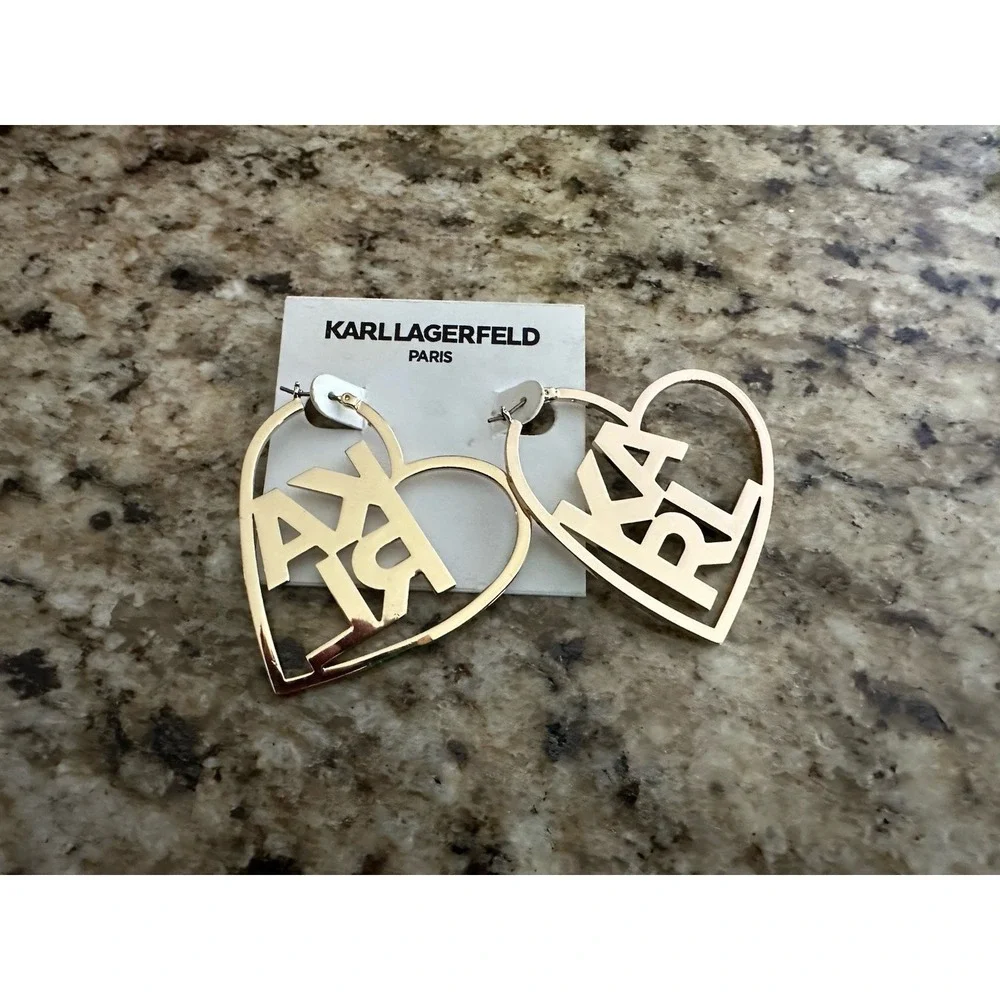KARL LAGERFELD PARIS Logo Earrings New - Picture 1 of 1